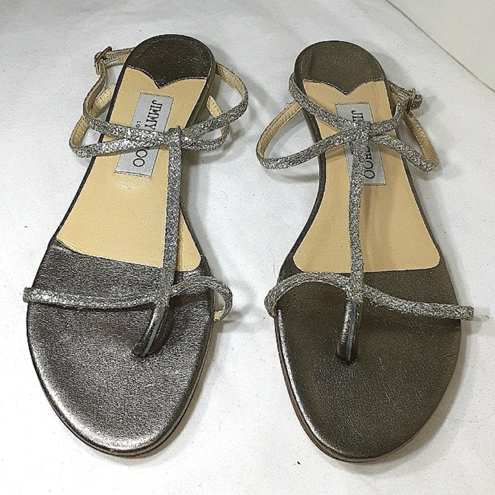 Jimmy Choo silver leather sandals